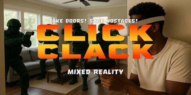 Meta Quest 游戏《咔哒咔哒 枪战》Click Clack Mixed Reality-魔趣网精选